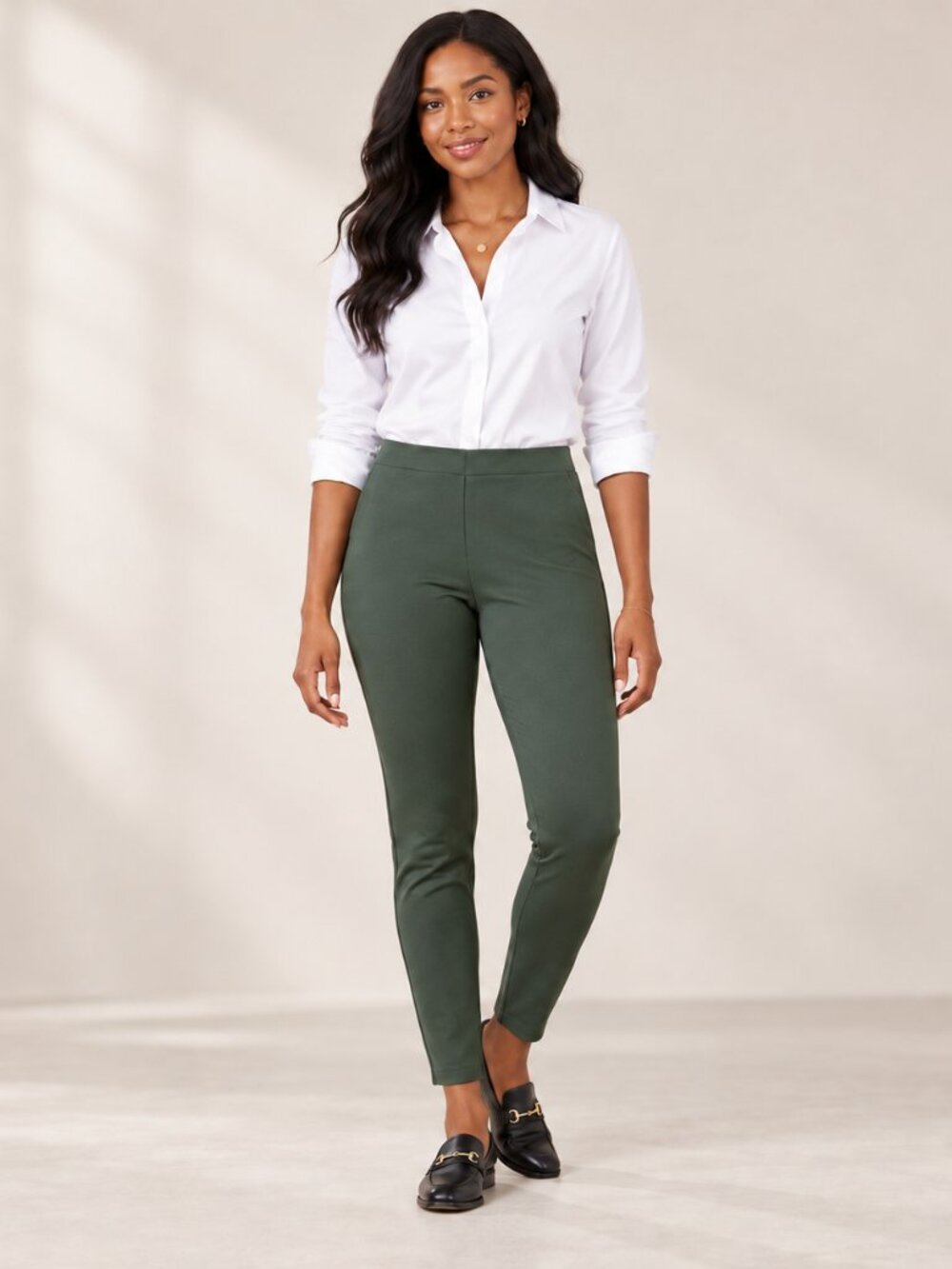 Banana Republic High Rise Skinny Pants Womens M Olive Green Stretch Pull On
